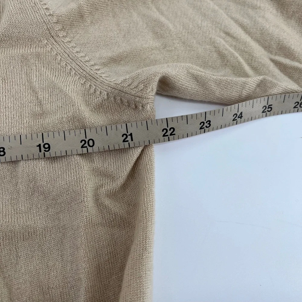 JO S A BANK Mens V Neck Sweater L 100% Italian Merino Wool Beige Long Sleeve - Picture 5 of 7